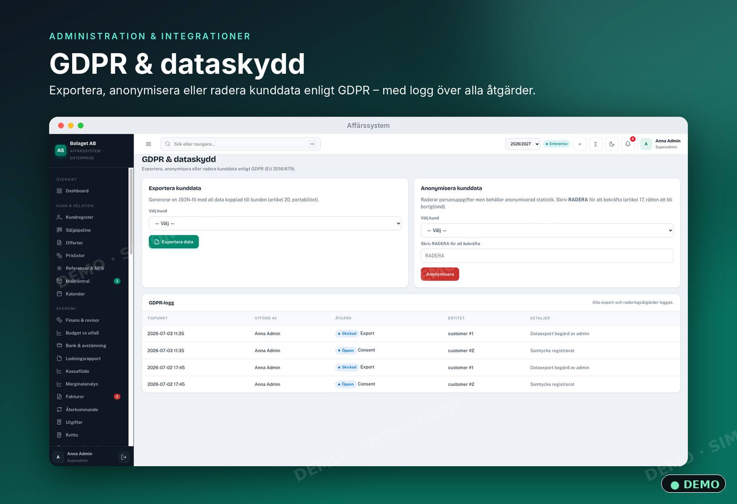 GDPR & dataskydd (demo)