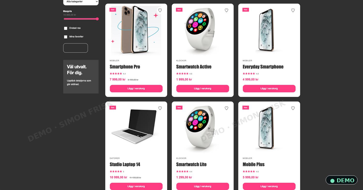GadgetLab – Produktlista (demo)